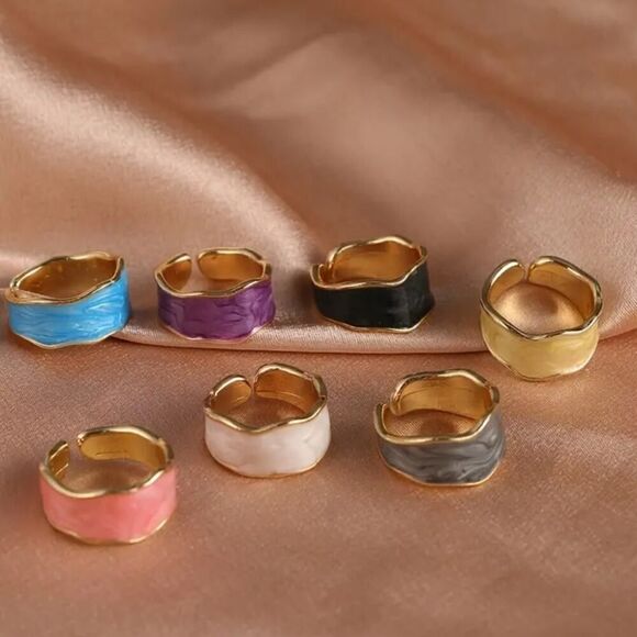 Adjustable Multicolor Enamel Ladies Rings - Picture 9 of 11